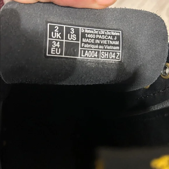 Dr. Martens NWOT Black Floral Combat Boots, Kids' 1460 Pascal Boot Sz 3 - Picture 10 of 11
